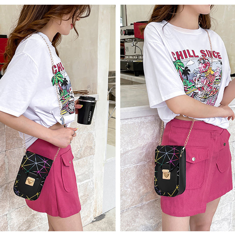 Fashion Chain Rhombus Printed Shoulder Mini Bag