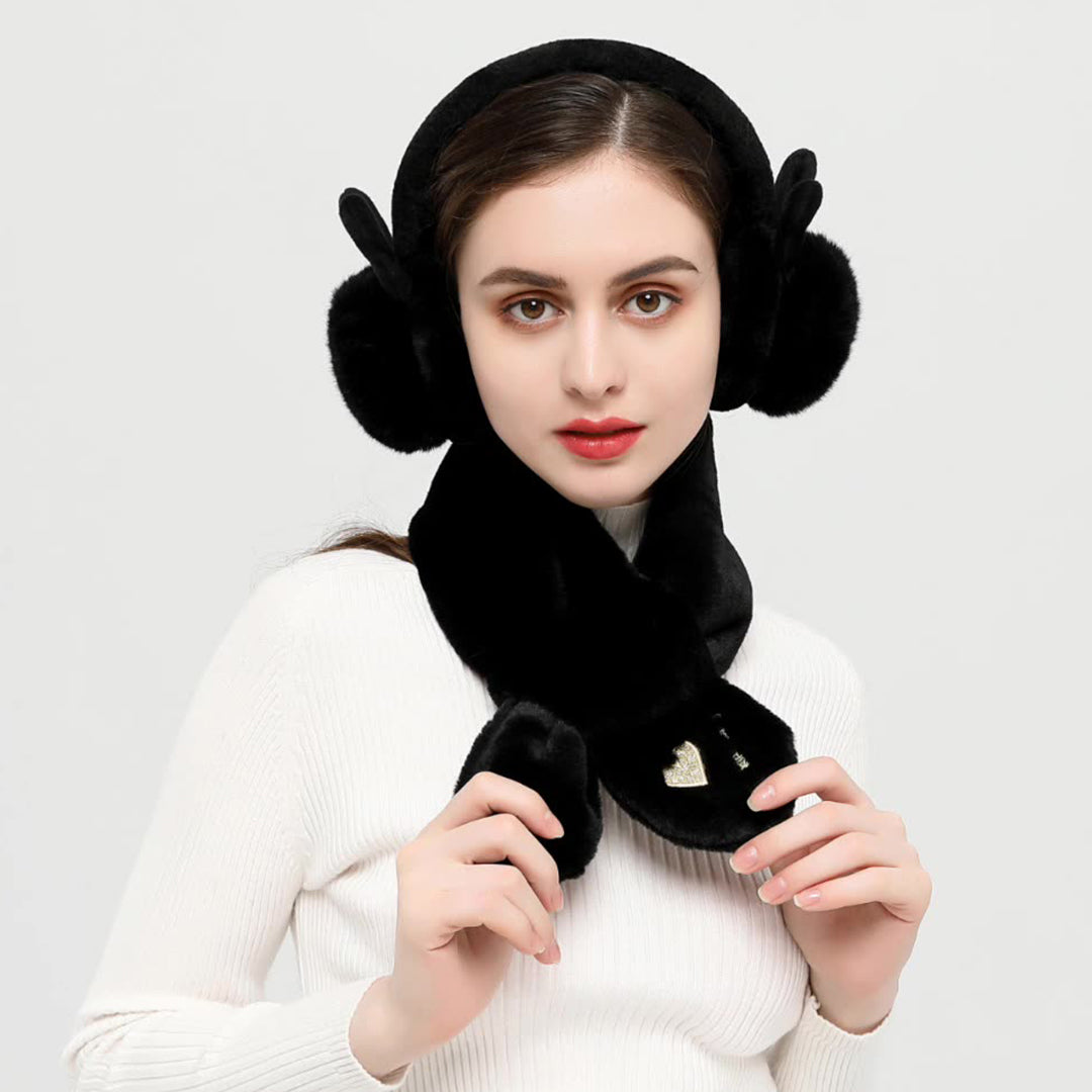 Rabbit Earmuffs & Scarf Two-piece set For Winter