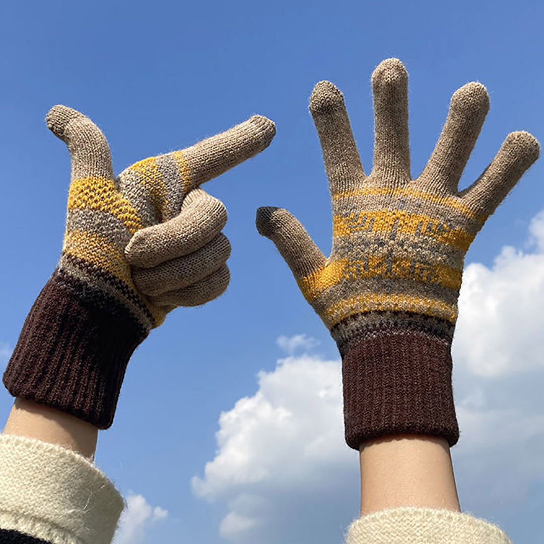 Knitted Warm Colorful Snowflake Gloves Support Touch Screen