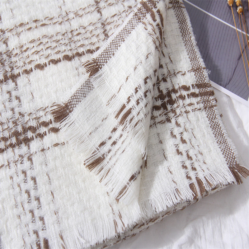 Plaid extended warm scarf imitated cashmere shawl