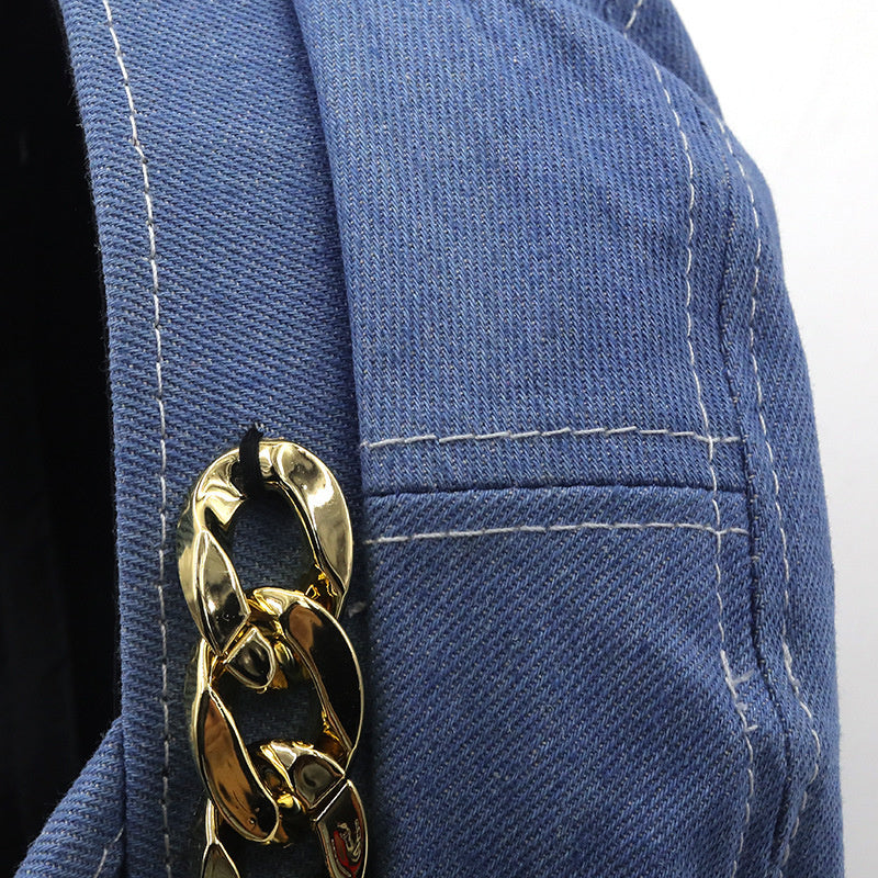 New Fashion Chain Flat Top Navy Hat