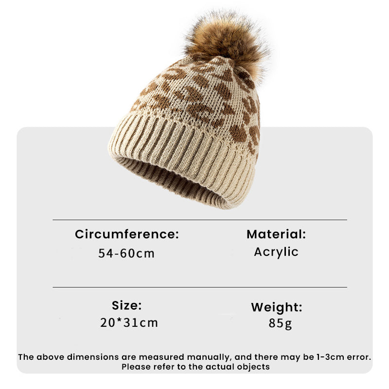 Winter Fashion Leopard Print Outdoor Warm Thick Woolen Hat