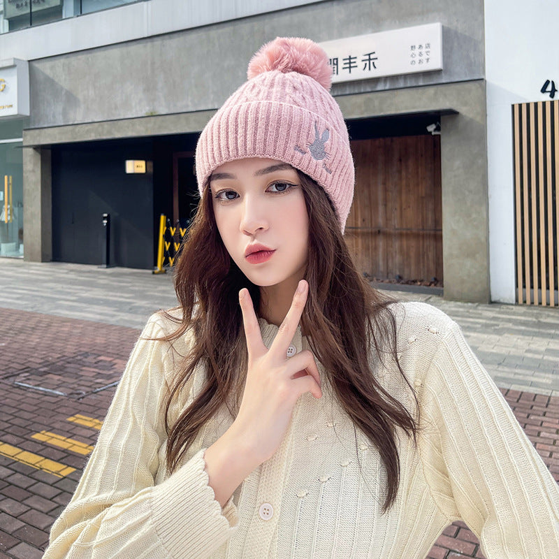 Windproof Wool Ball Knitted Hat