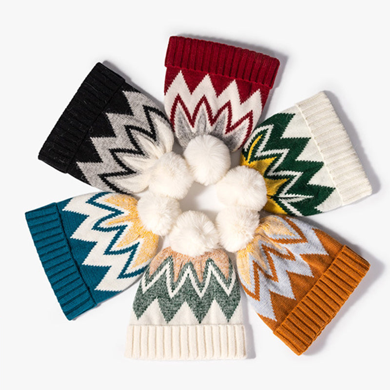 Winter Fashion Striped Jacquard Warm Knit Hat