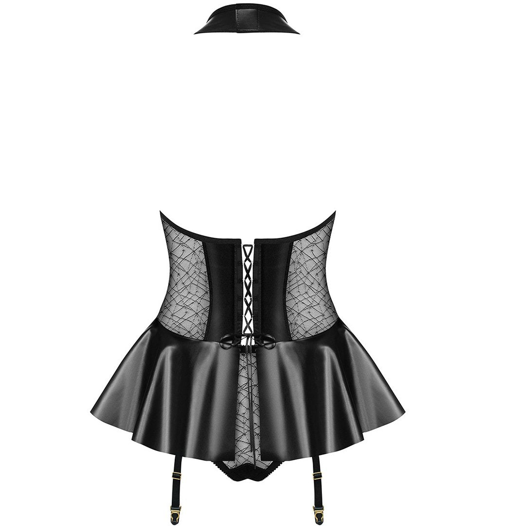 Women Sexy Garter Leather Suit