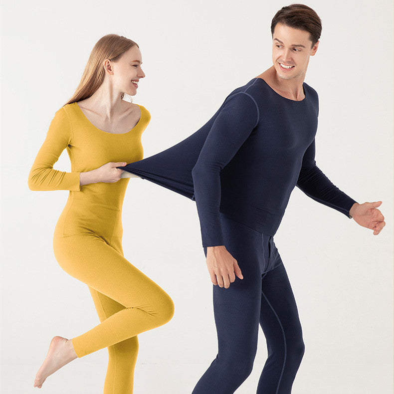 Non-marking Round Neck Long Sleeve Thermal Underwear For Couples