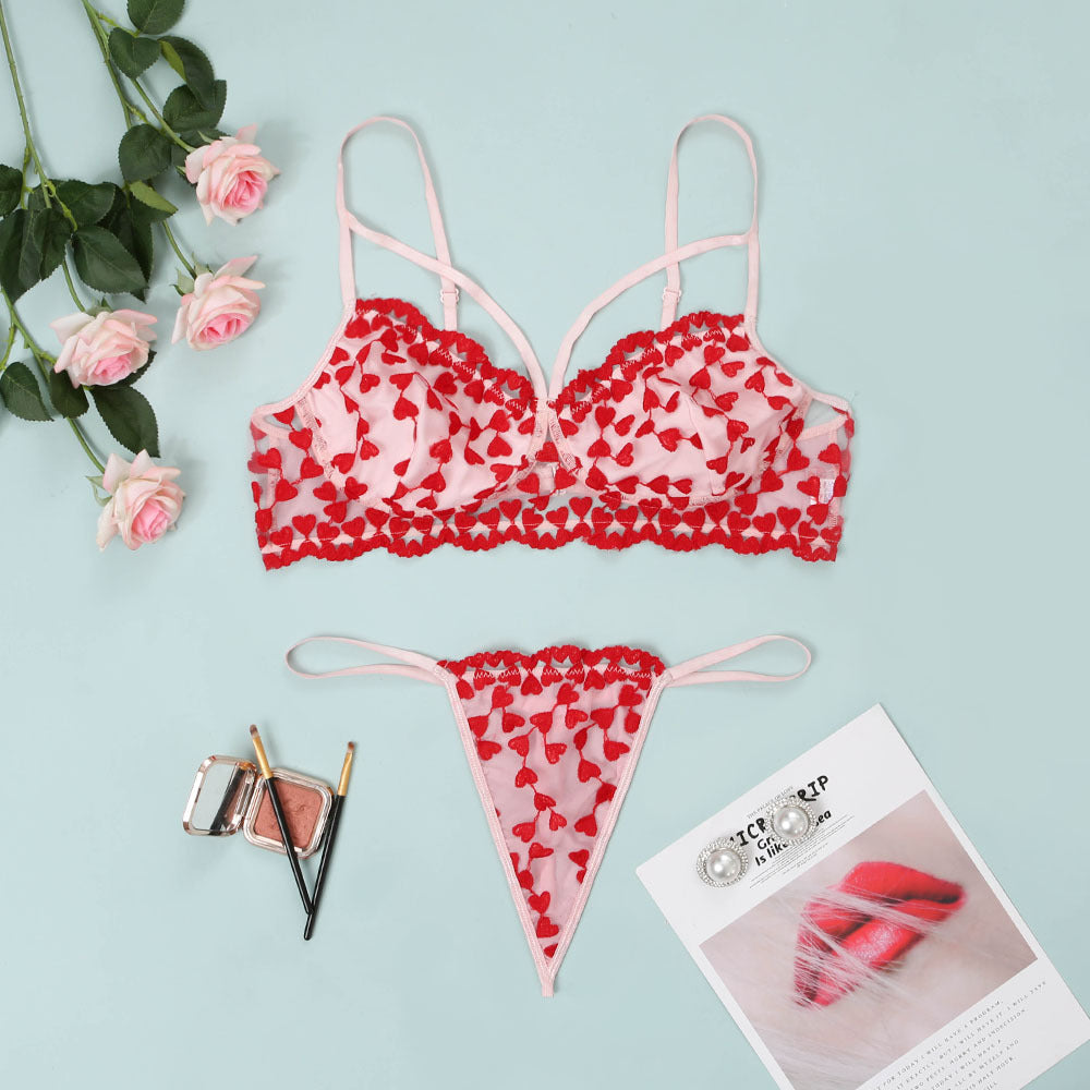 Embroidered Sexy Teenage Lingerie Set