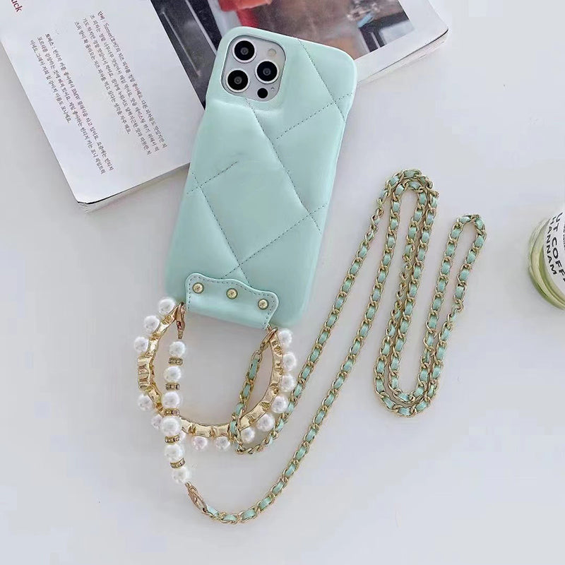 Fashion Pearl Bracelet Leather Phone Case
