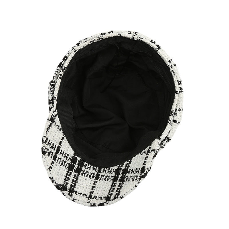 Black and White Plaid style Beret