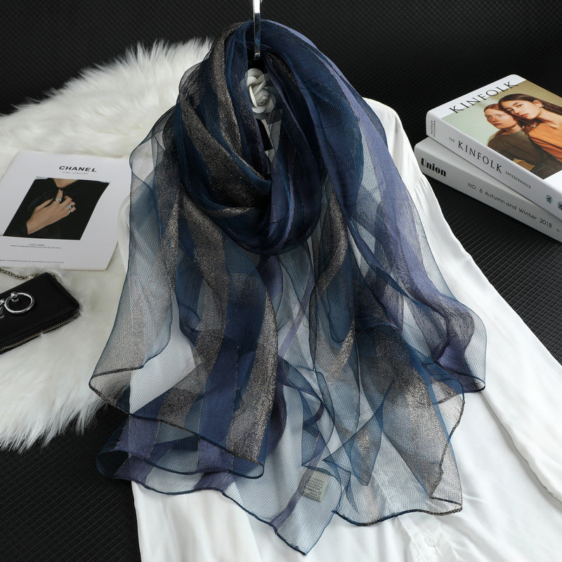 All-match Striped Silk Scarf