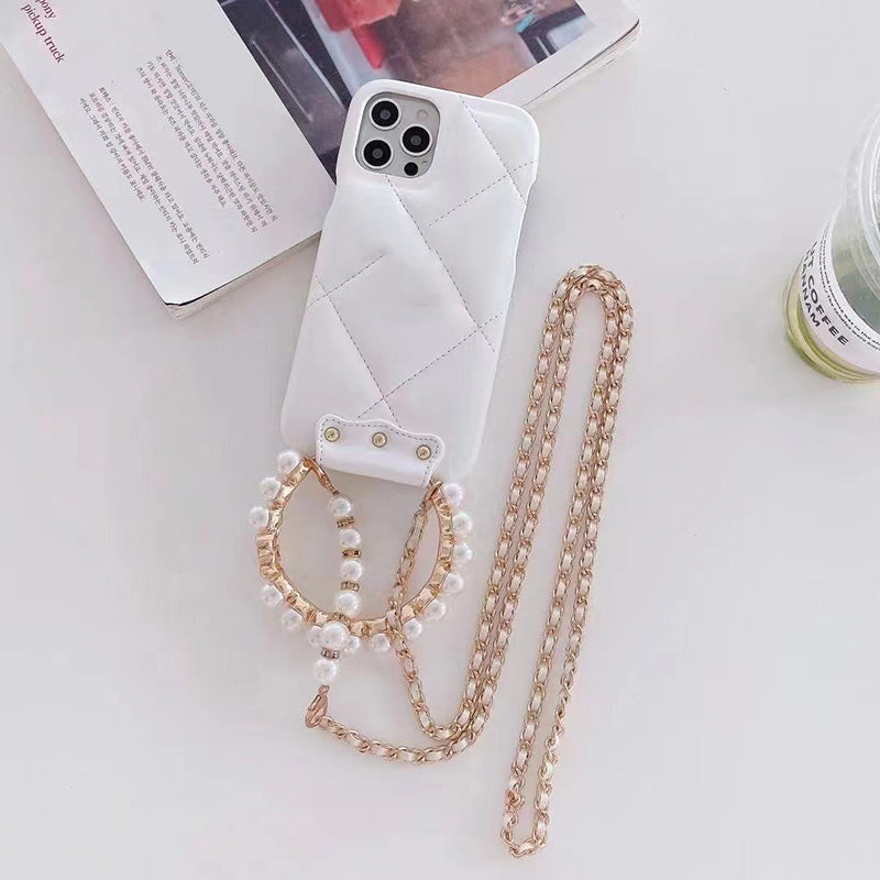 Fashion Pearl Bracelet Leather Phone Case