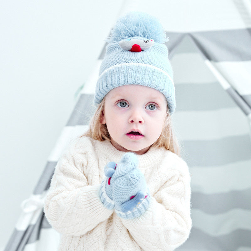 Two Sets Of Children's Knitted Hat And Gloves