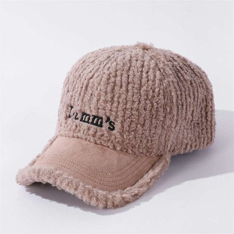 Fashion Spliced Alphabet Embroidery Plush Baseball Cap