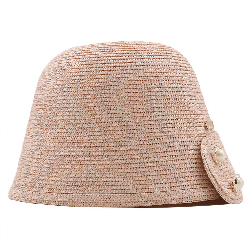 Spring And Summer Temperament Pearl Sunshade Bucket Hat