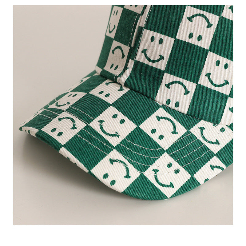 Trend plaid smiling face cap for boys and girls