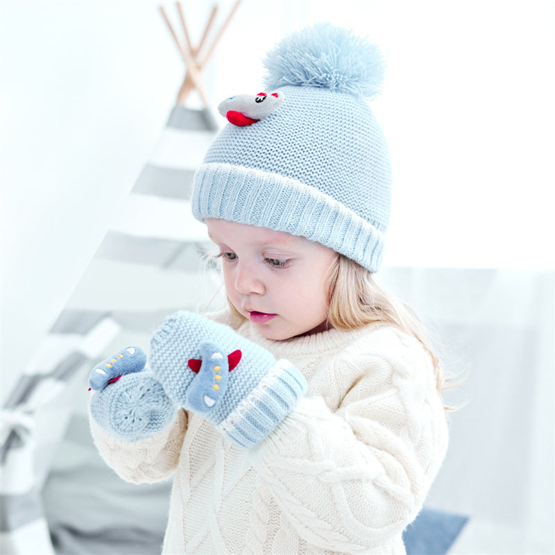 Two Sets Of Children's Knitted Hat And Gloves