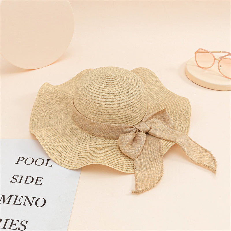 European And American Outdoor Breathable Sun Shade Straw Hat With Bow