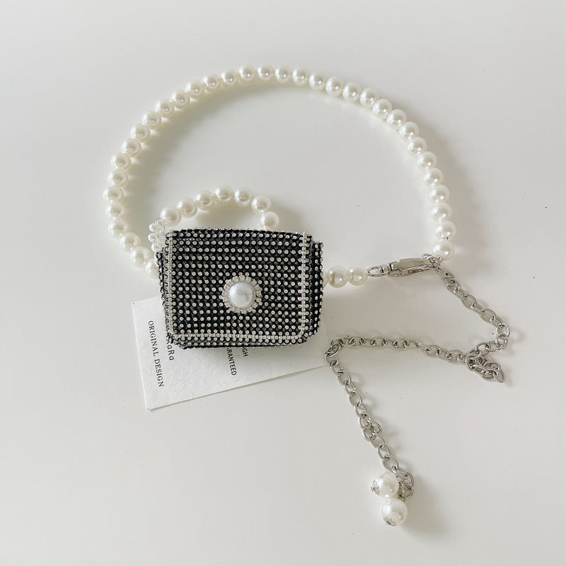Fashion Rhinestone Removable Chain Mini Belt Bag