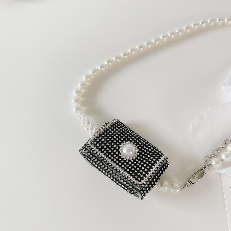 Fashion Rhinestone Removable Chain Mini Belt Bag