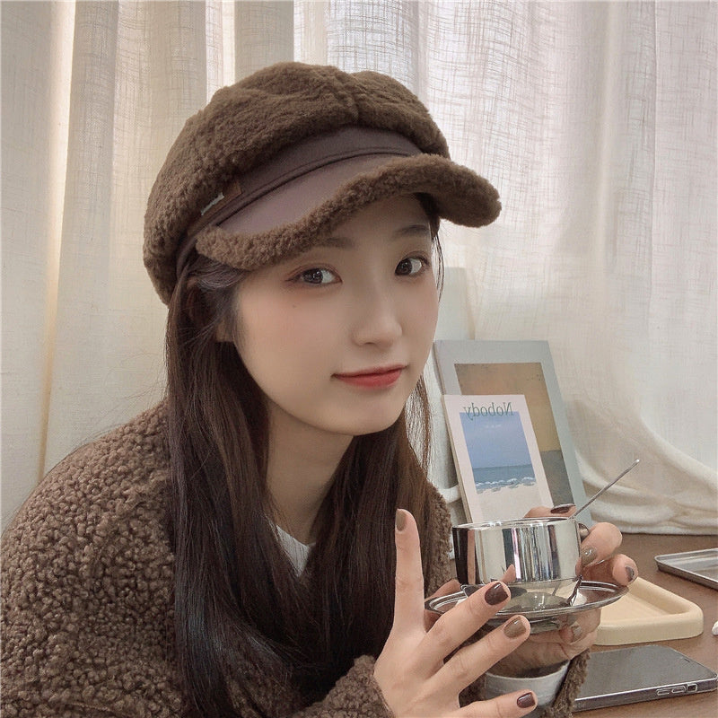 Women's Fashion Spliced Plush French Beret