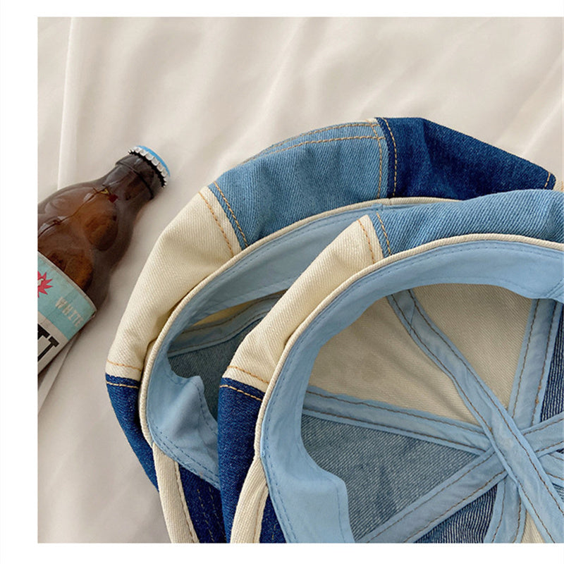 Spring/summer Blue British Retro Patchwork Beret