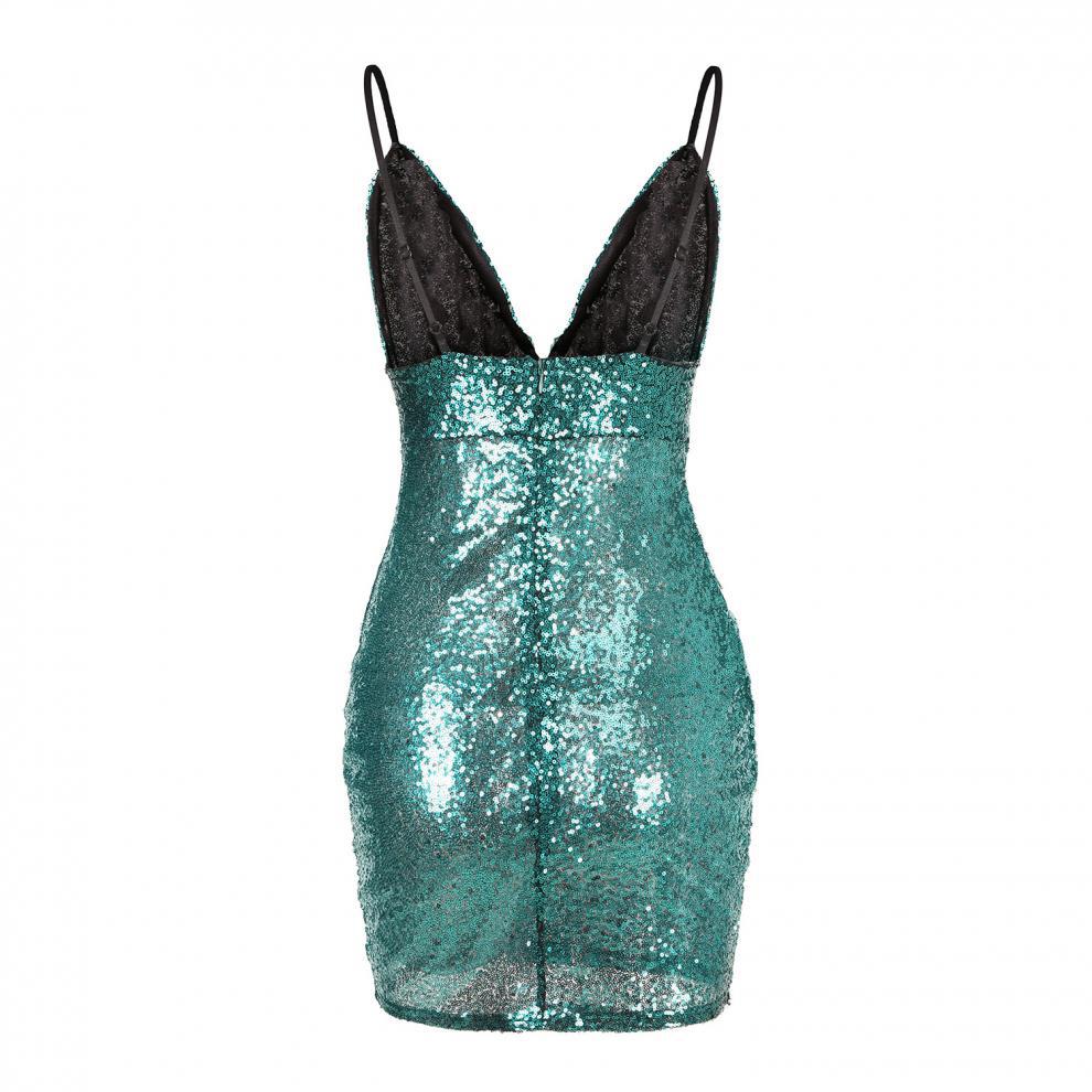 Sexy suspender sequin dress