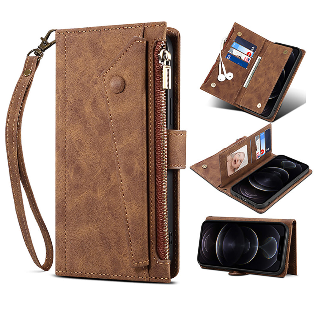 Leather Sitch Wallet Case For iPhone