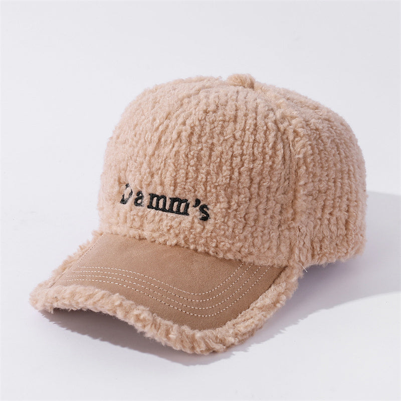 Fashion Spliced Alphabet Embroidery Plush Baseball Cap