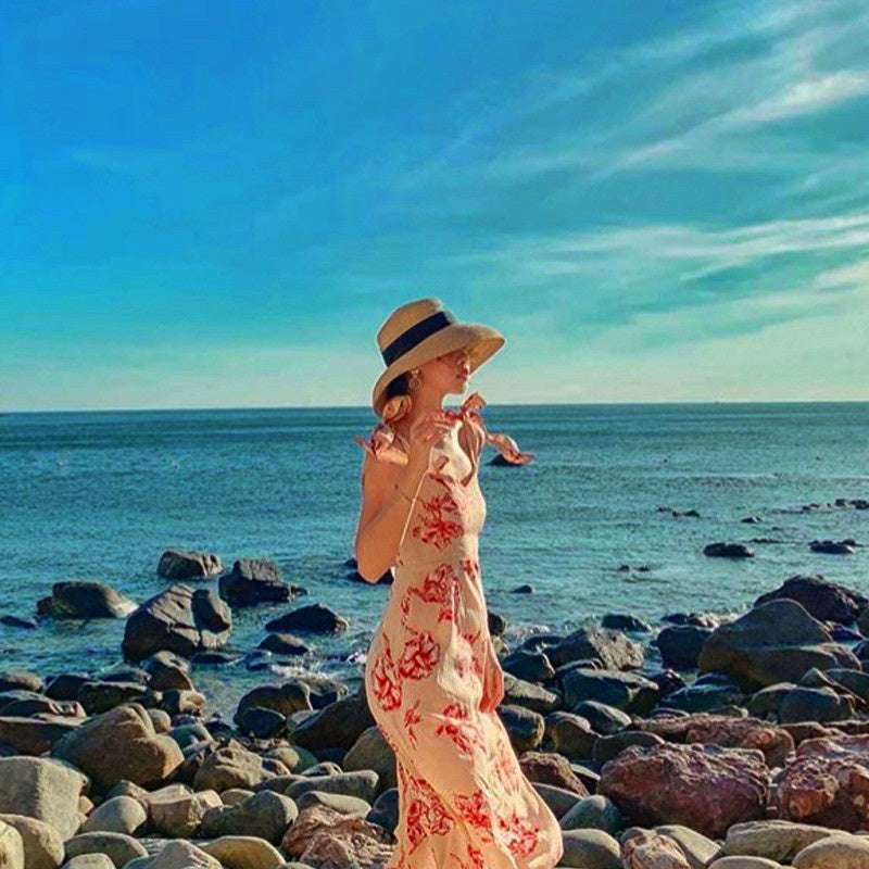 Hepburn bow beach hat for sun protection