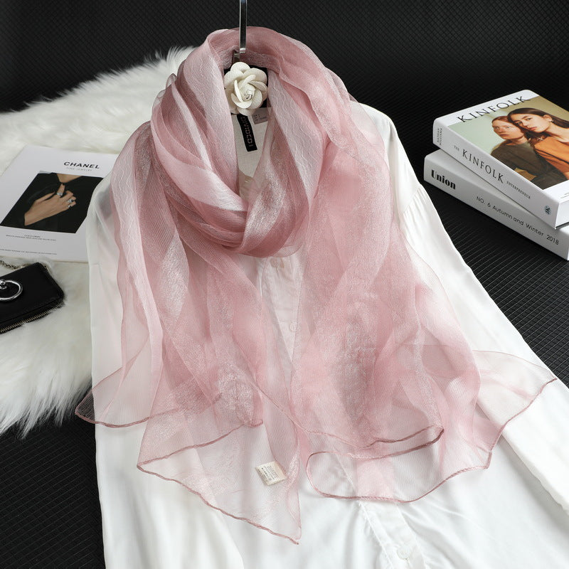 All-match Striped Silk Scarf