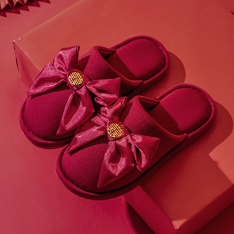 Lovers Autumn And Winter Festive Red Slippers