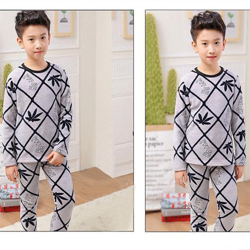 Cute Boy Two-Pieces Long Sleeve Pyjamas Long Gown Suits