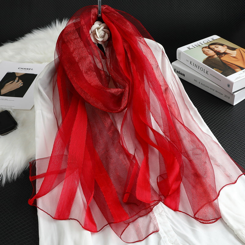 All-match Striped Silk Scarf