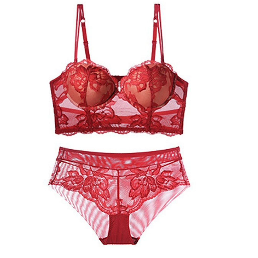 French Style Lace Hollow-out Bra Set