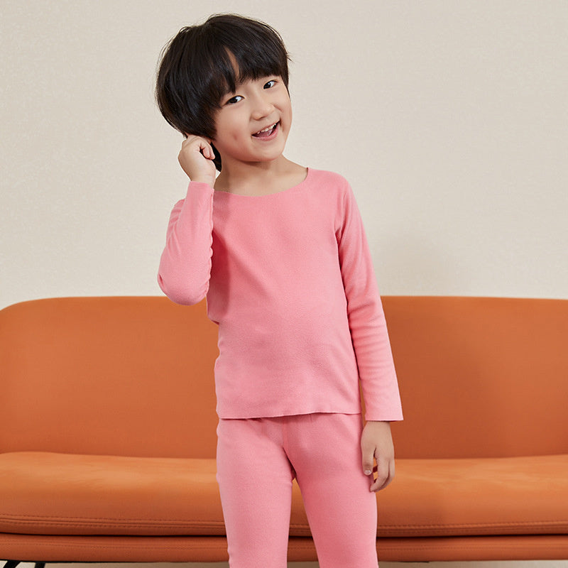 Traceless Round Collar Warm Suit For Boys And Girls