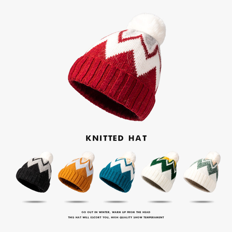 Winter Fashion Striped Jacquard Warm Knit Hat