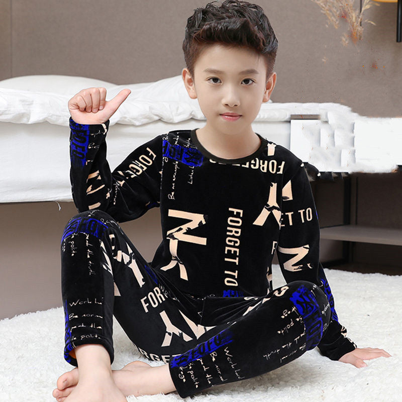 Cute Boy Two-Pieces Long Sleeve Pyjamas Long Gown Suits