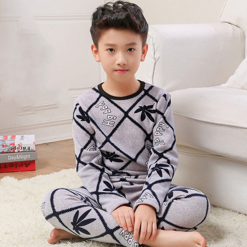 Cute Boy Two-Pieces Long Sleeve Pyjamas Long Gown Suits