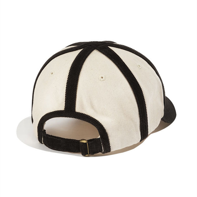 Black And White Spliced Two-tone Flat Cap