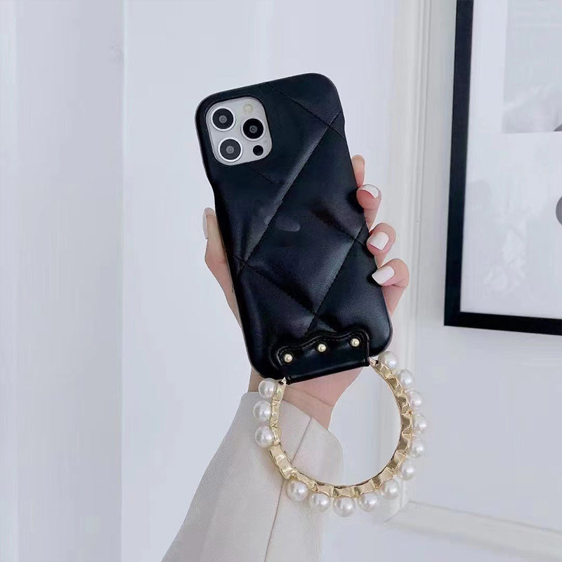 Fashion Pearl Bracelet Leather Phone Case