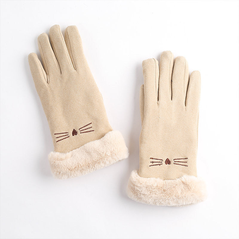 Winter Outdoor Cycling Warm Touch Screen Cat Design Gloves