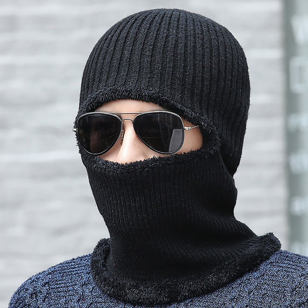 Men Warm Ear-protection Knitted Hat & Scarf 2 in 1