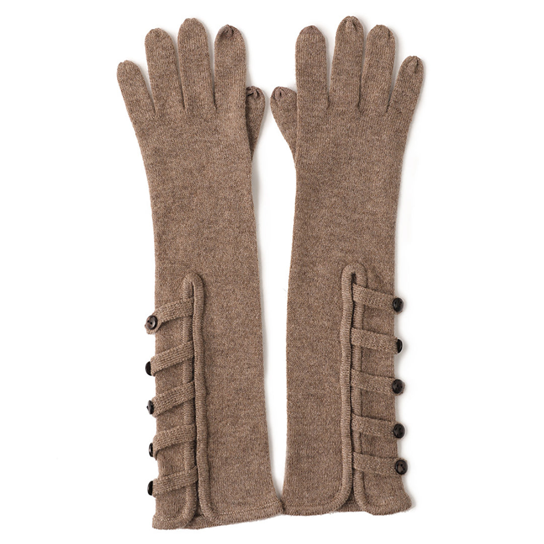 Stylish Solid Color Knitted Warm Long Gloves Support Touch Screen