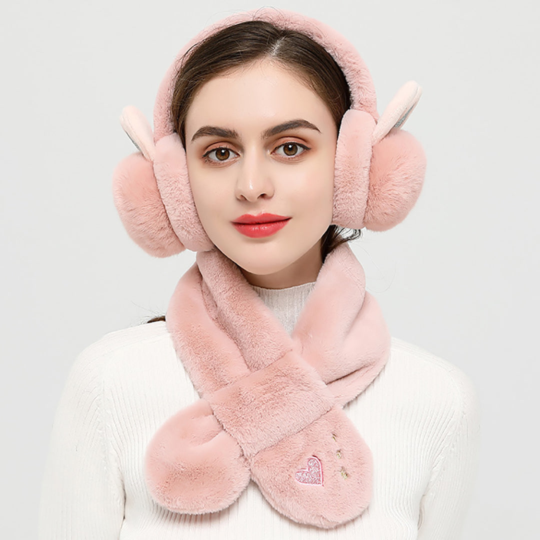 Rabbit Earmuffs & Scarf Two-piece set For Winter