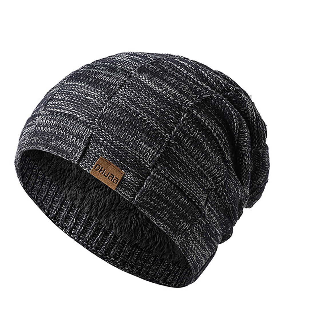 Stylish Men Fluffy Knitted  Hat &  Scarf For Cold Winter