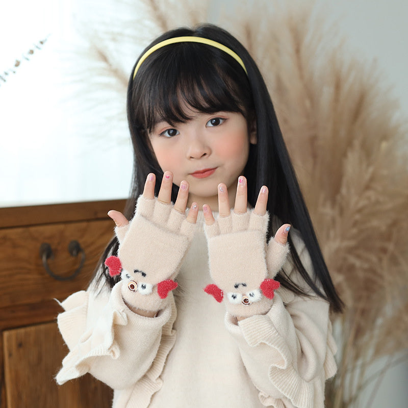 Children's Cold-Resistant Flip Knit Wool Gloves
