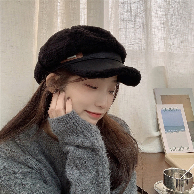 Women's Fashion Spliced Plush French Beret