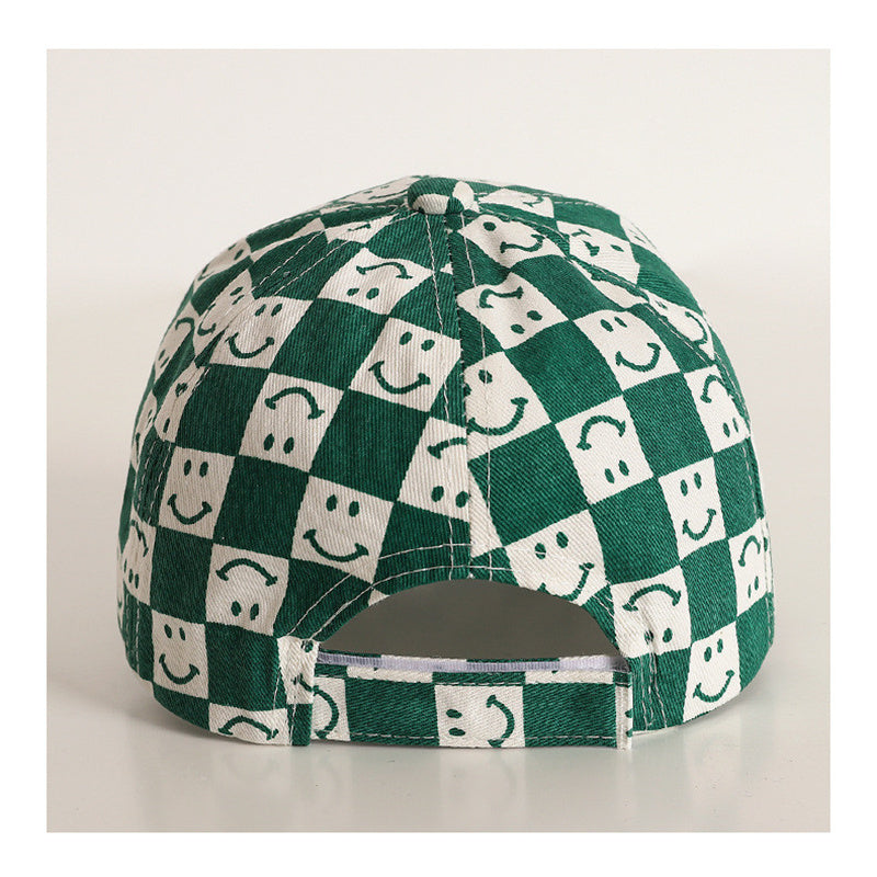 Trend plaid smiling face cap for boys and girls