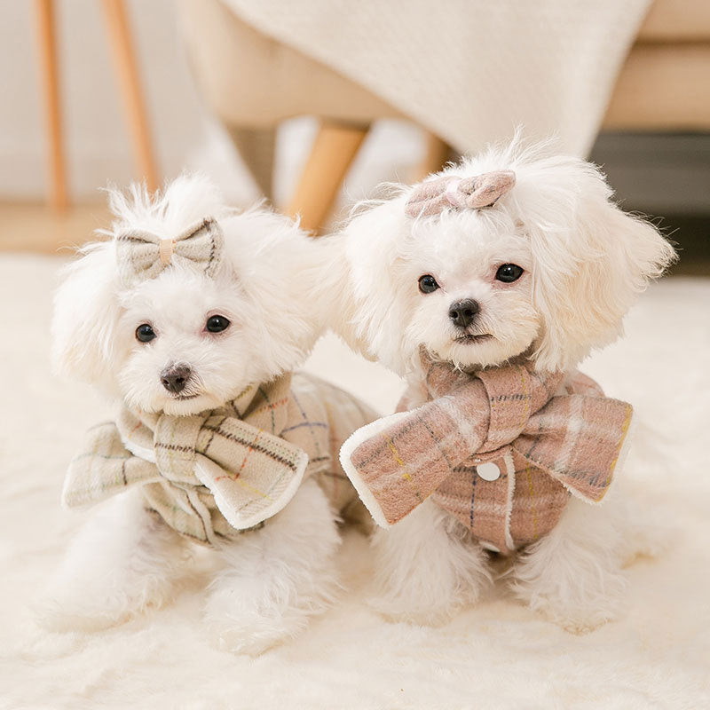 Pet Clothes Plaid Bow Tie Vest Suit