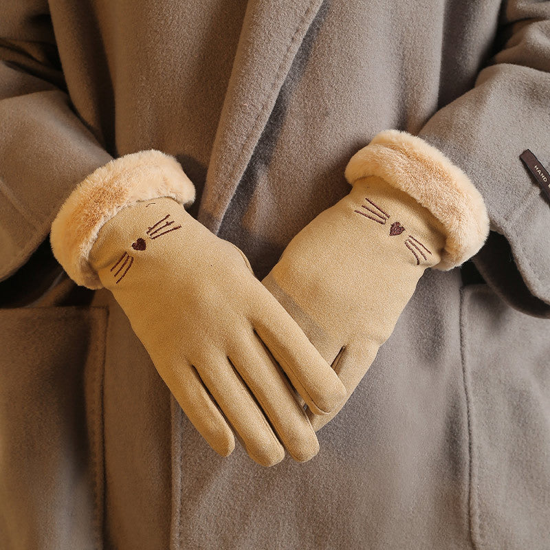 Winter Outdoor Cycling Warm Touch Screen Cat Design Gloves